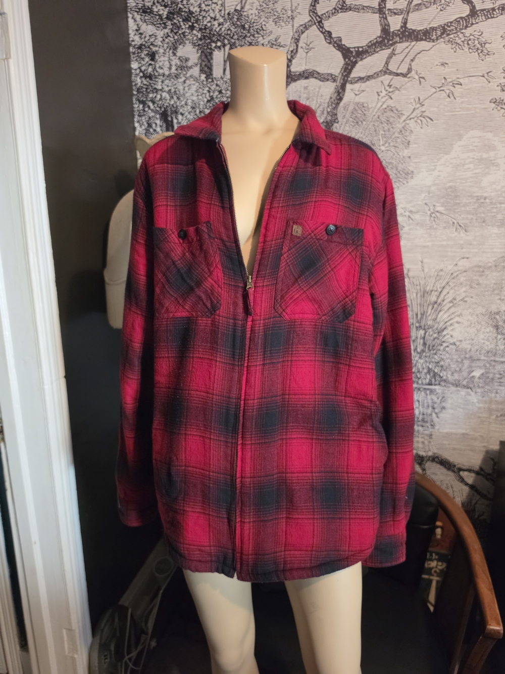 Coleman Men's Sherpa-Lined Plaid Zip-Up Shirt Jacket